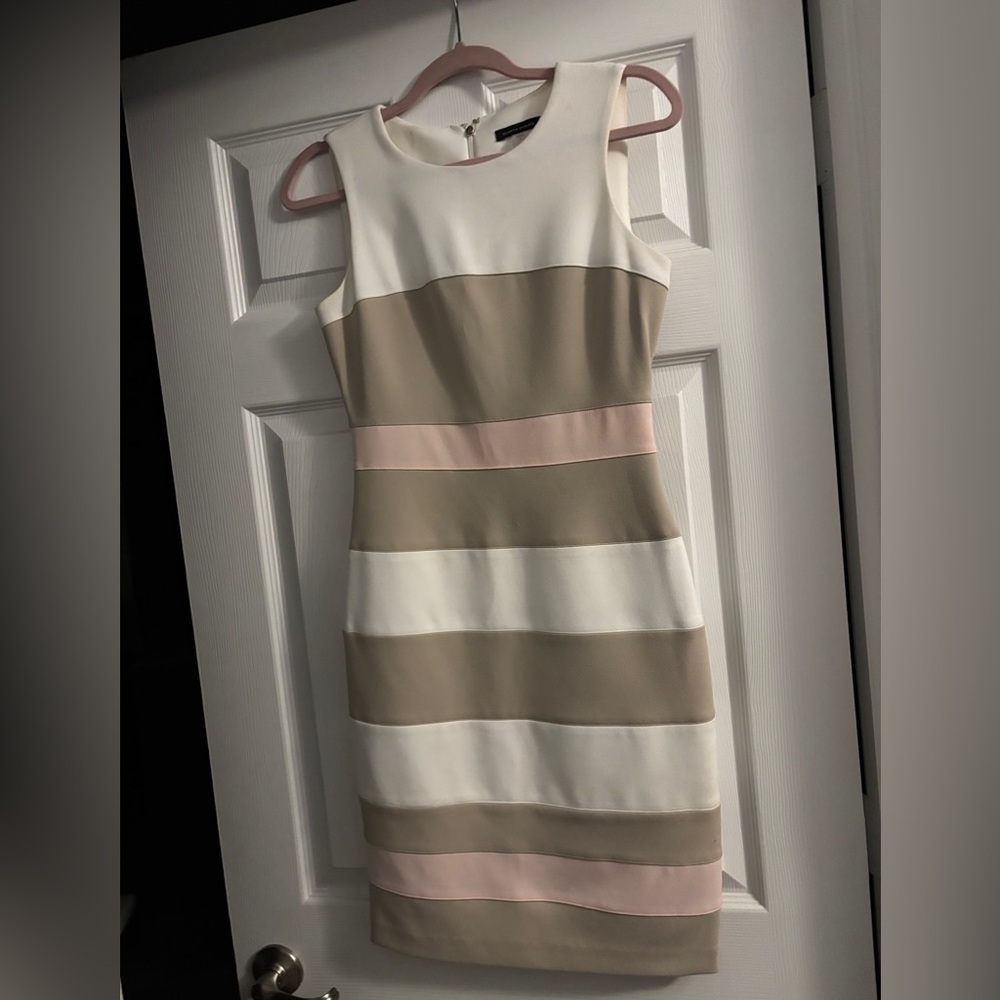 Tommy Hilfiger Striped Mini Dress - Cream, Tan, Pink
